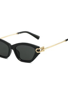 镂空镜腿猫眼黑色太阳眼镜女装饰