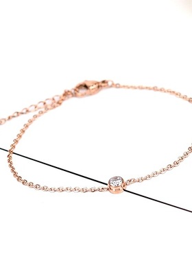 日韩版新款钛钢镶单钻玫瑰金钛钢镀金简约细女饰品潮品手链