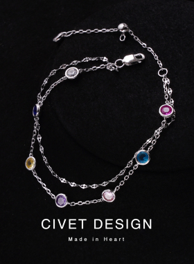 多巴胺彩色双层彩虹泡泡手链镶钻清冷复古高级轻奢精致设计手饰女