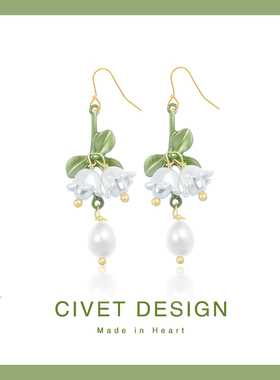 日韩森系铃兰花耳环清新夏季可爱花花耳饰温柔法式甜美百搭耳夹女