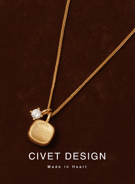 拉丝小方糖925纯银项链女双面佩戴简约气质简约百搭小众精致轻奢