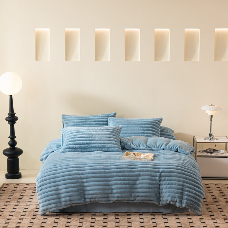 2024A类兔兔绒加厚保暖四件套秋冬季套件单人宿舍珊瑚绒床单被套