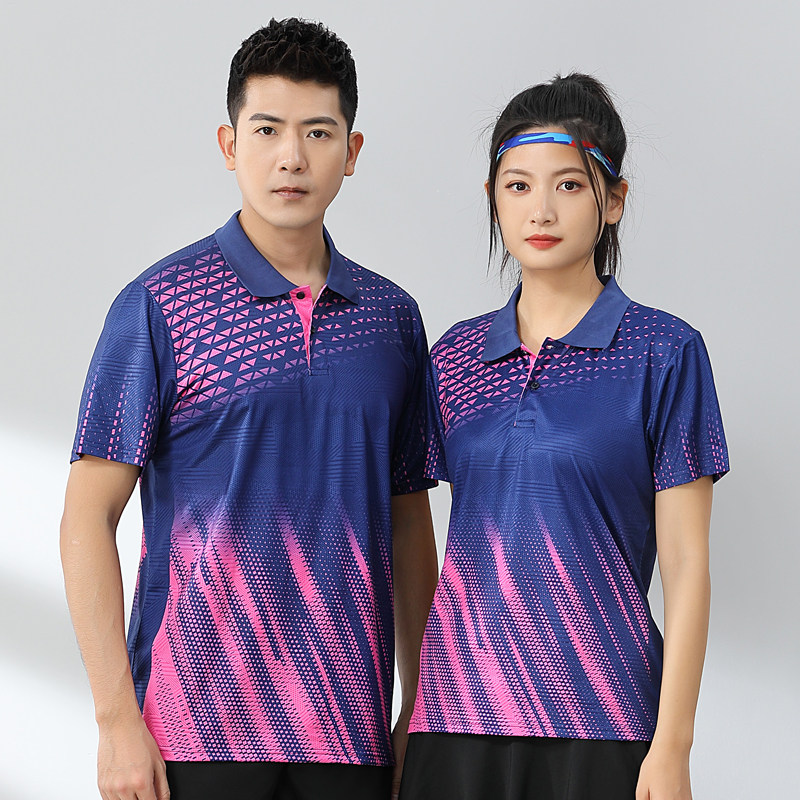 速干翻领羽毛球服上衣男女运动短袖气排网乒乓球训练队服可印字