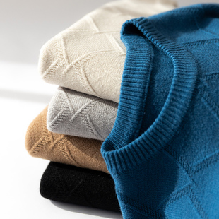 秋冬新款羊绒衫男毛衣韩版加厚宽松套头圆领羊毛衫男士打底针织衫