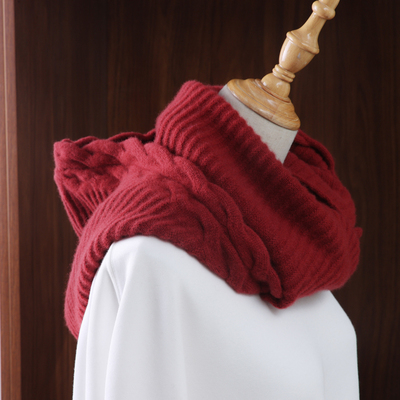 特价清仓羊绒帽子围巾一体女秋冬季保暖百搭羊毛针织毛线连帽围脖