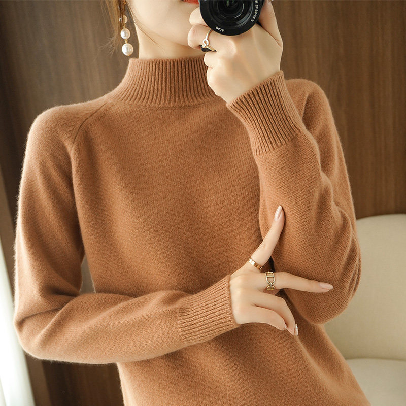 半高领毛衣女秋冬加厚宽松大码2022新款针织衫内搭套头中领打底衫,女装/女士精品,毛衣,淘宝优惠券,粉丝福利购,淘宝优惠卷