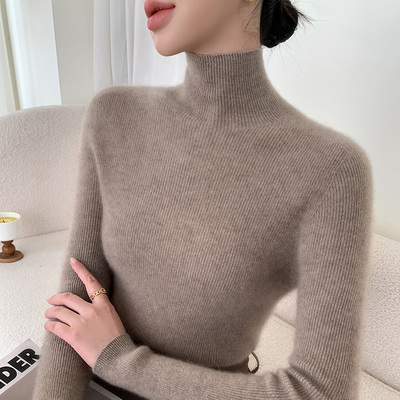 一线成衣100纯羊毛半高领毛衣女内搭新款冬季修身打底洋气针织衫