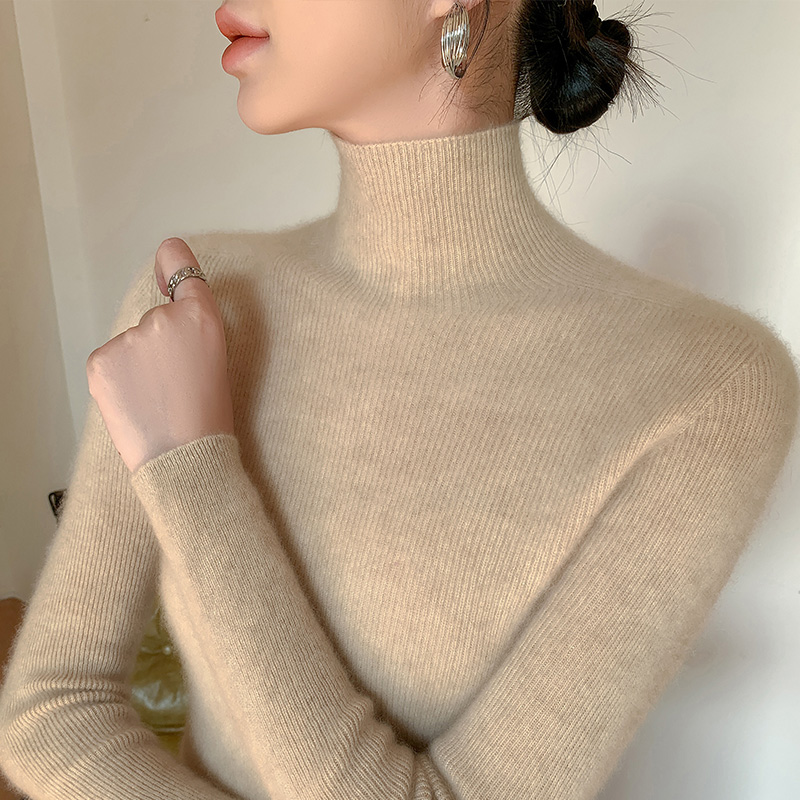 一线成衣半高领针织衫女修身显瘦气质无缝打底衫内搭长袖保暖毛衣