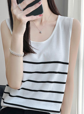 百搭内搭搭配西服夏季条纹无袖女