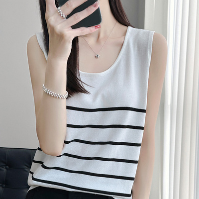 百搭内搭搭配西服夏季条纹无袖女
