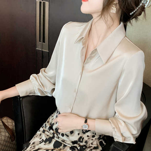 醋酸高光华尔缎面成安衬衫 欧货轻奢高级感职业OL长袖衬衫