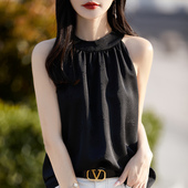 法式 挂脖吊带背心女设计感小众优雅气质小衫 洋气减龄百搭T恤上衣