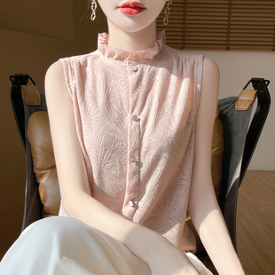 打底衫 25年新款 针织西装 衬衫 上衣 高级感吊带背心内搭女花边领无袖