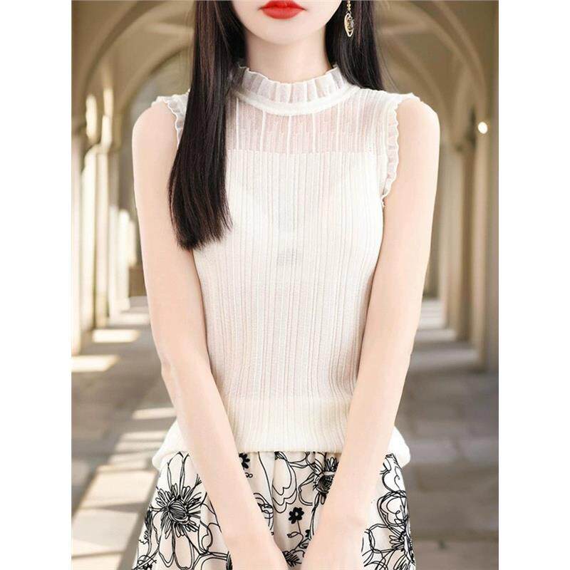 法式时尚花边领背心女秋冬网纱半高领打底衫假领蕾丝内搭无袖上衣,女装/女士精品,背心吊带,淘宝优惠券,粉丝福利购,淘宝优惠卷