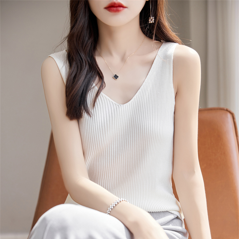 冰丝打底背心女夏外穿修身显瘦小个子遮副乳无袖上衣螺纹内搭吊带