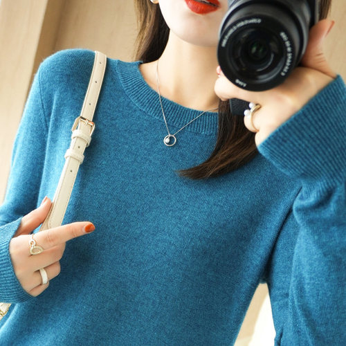 新款纯色大码非羊绒长袖针织衫