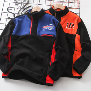 外贸原单童装儿童摇粒绒卫衣户外速干透气半拉链运动衣中大童绒衫