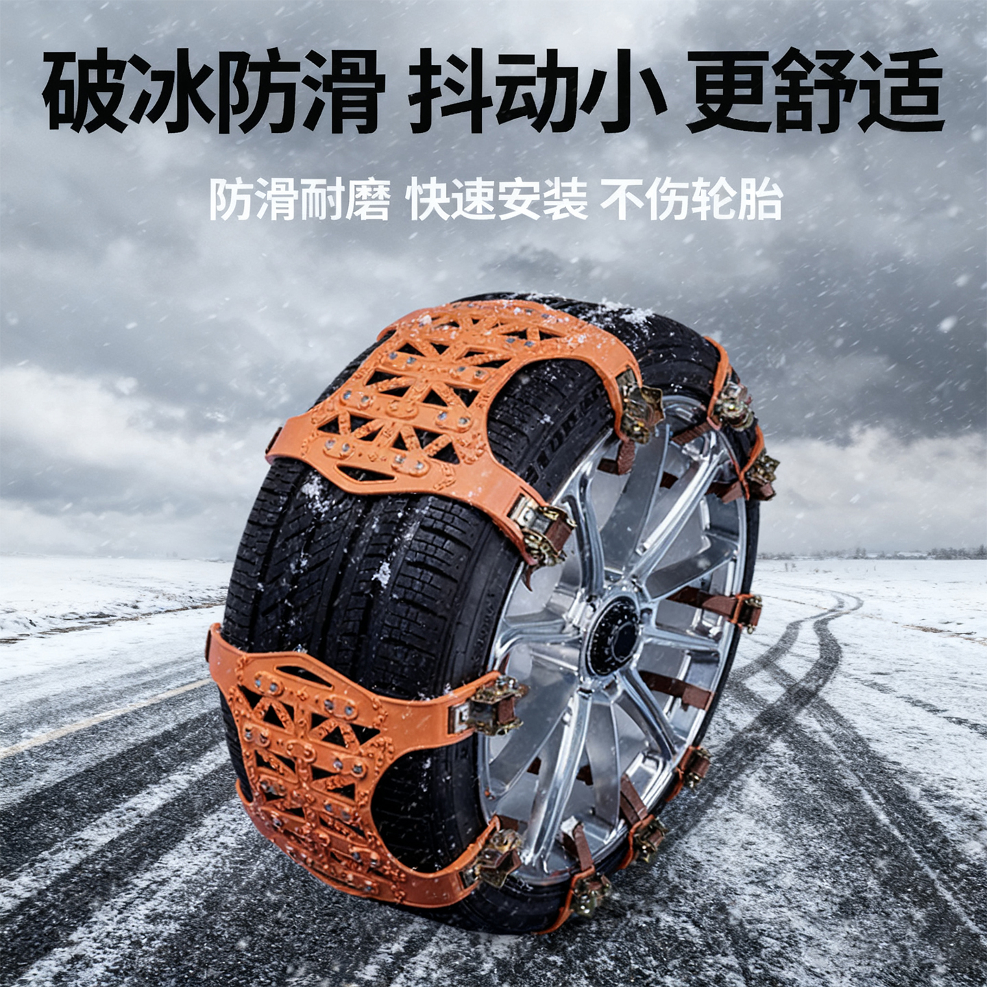 汽车防滑链橡胶SUV小车轿车牛筋加厚轮胎雪地应急链通用型不伤胎