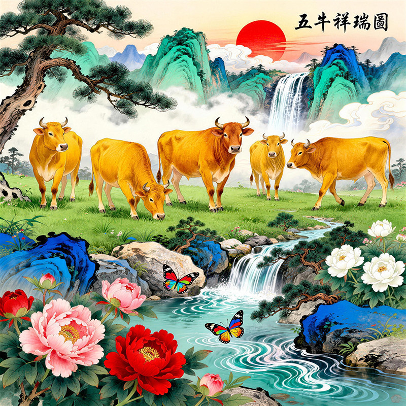 中式鸡鸣富贵装饰画竹报平安客厅无框葫芦画带背胶玄关自粘贴画