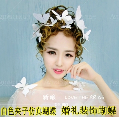 蝴蝶唯美风走秀影楼拍照新娘发饰