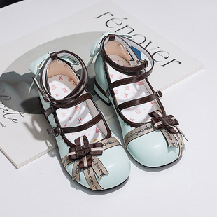 薄巧甜美原创自制日系气质 中低跟少女心lo鞋 薄巧礼盒圆头鞋 春夏季