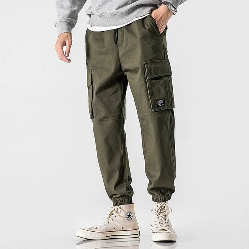 Осенние хлопковые хаки штаны для отдыха, в американском стиле, свободный крой