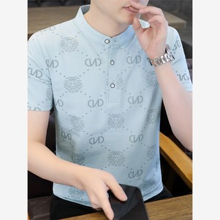 立领Polo衫 T恤纯棉 夏季 短袖 欧版 潮流休闲青年男士 男韩版 新款 修身