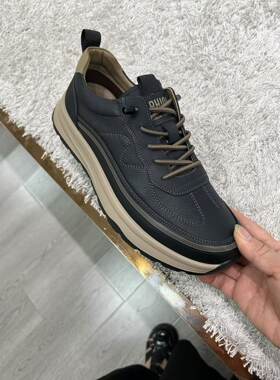 澳杰男鞋2026新款里外真皮松紧带橡胶底休闲板鞋防滑耐磨老公潮鞋