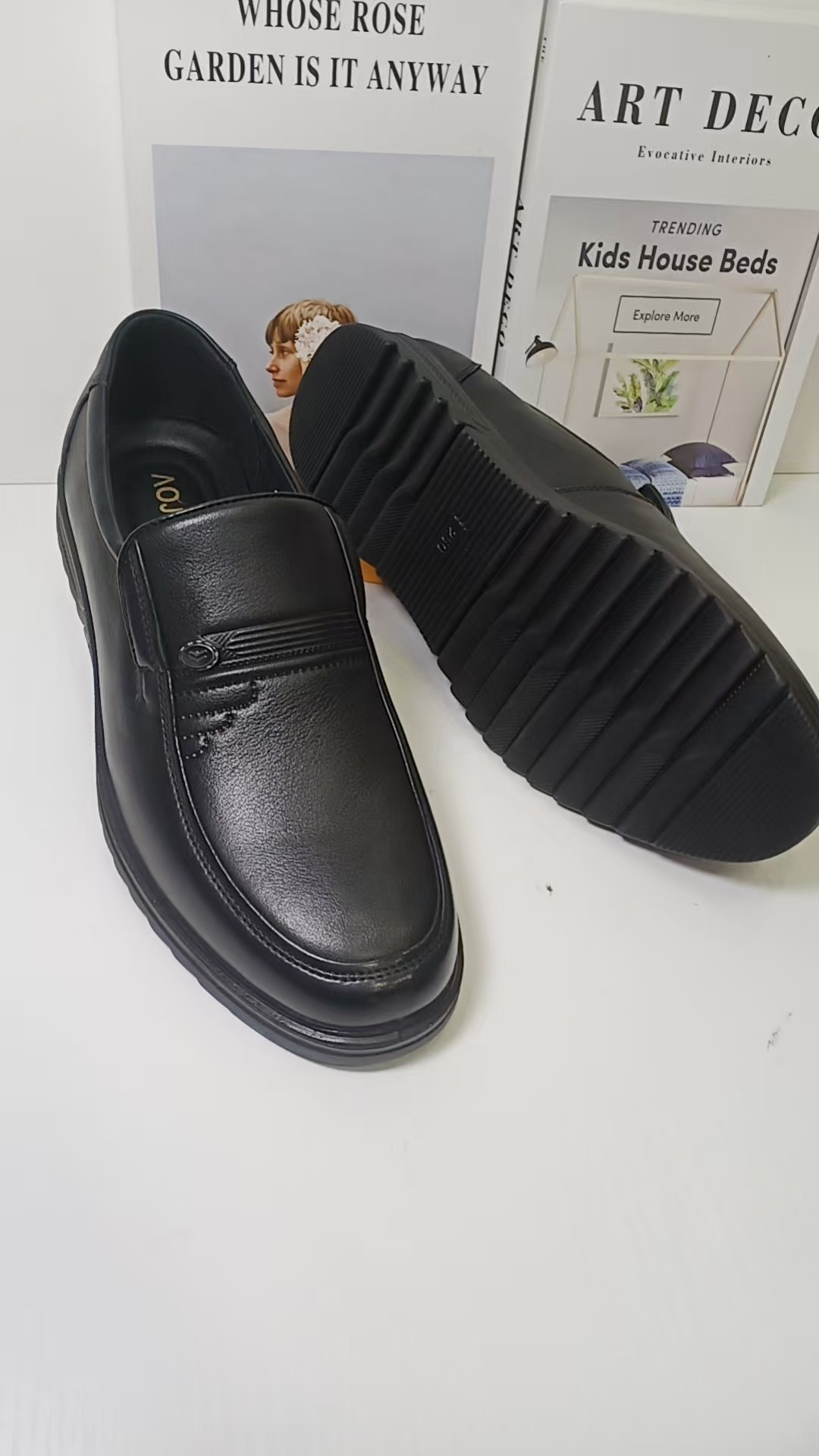 澳杰男鞋2025新款真皮软底软面超轻一脚蹬乐福鞋商务休闲鞋老公鞋