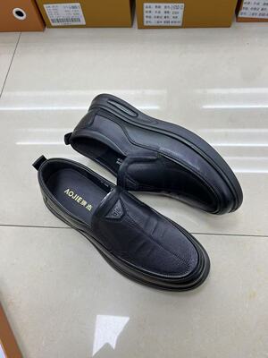 澳杰男鞋2025春里外全皮套脚软底软面商务休闲鞋防滑耐磨牛皮鞋