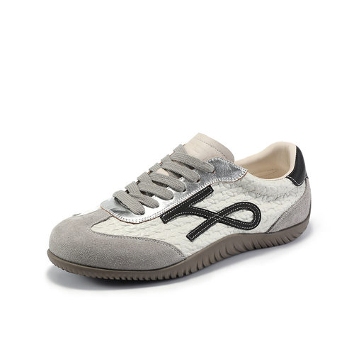 fed真皮秋冬女鞋平底复古休闲运动鞋女板鞋跑步德训鞋女