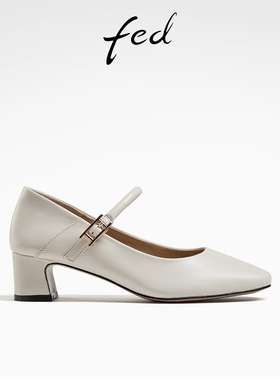 fed法式单鞋春季新款女鞋中跟玛丽珍鞋通勤单鞋女款D0311-ZFA115