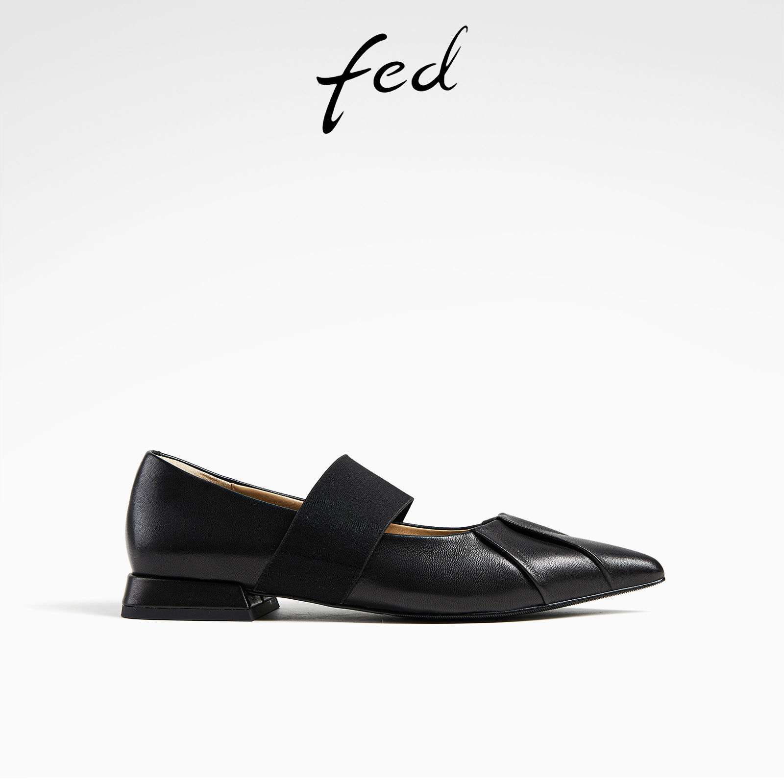 fed低跟玛丽珍鞋秋季新款女鞋尖头单鞋黑色芭蕾鞋女款D0731-ZF109