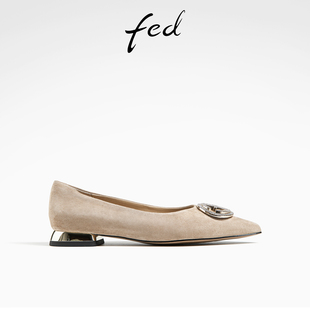 女鞋 新款 晚晚风温柔鞋 平底鞋 ZFA028 fed复古低跟单鞋 女D0325 春季