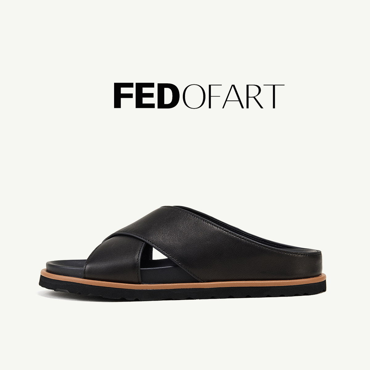 fed羊皮女凉鞋夏季新款真皮平底沙滩休闲家居凉拖鞋女外穿