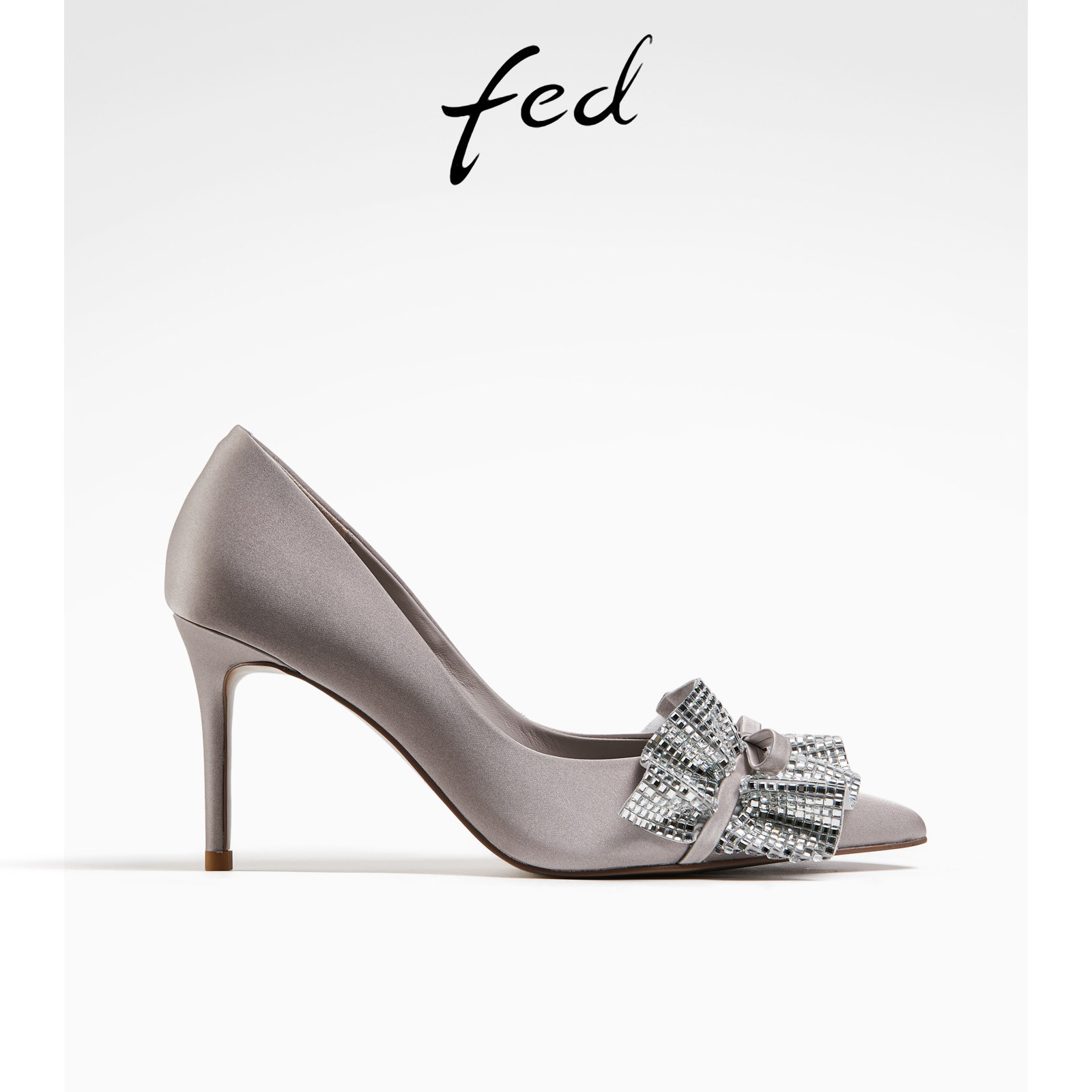 fed浅口单鞋秋季新款女鞋时尚水钻细跟尖头高跟鞋女R0803-YAB290
