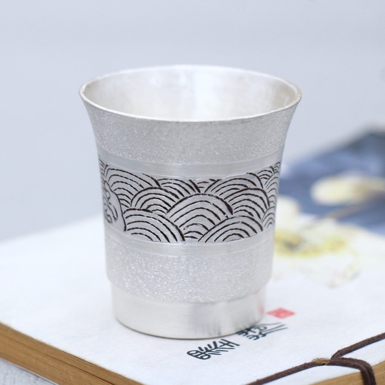 纯银茶杯999纯银杯子品茗杯茶杯主人杯功夫茶杯藤编杯酒杯银杯