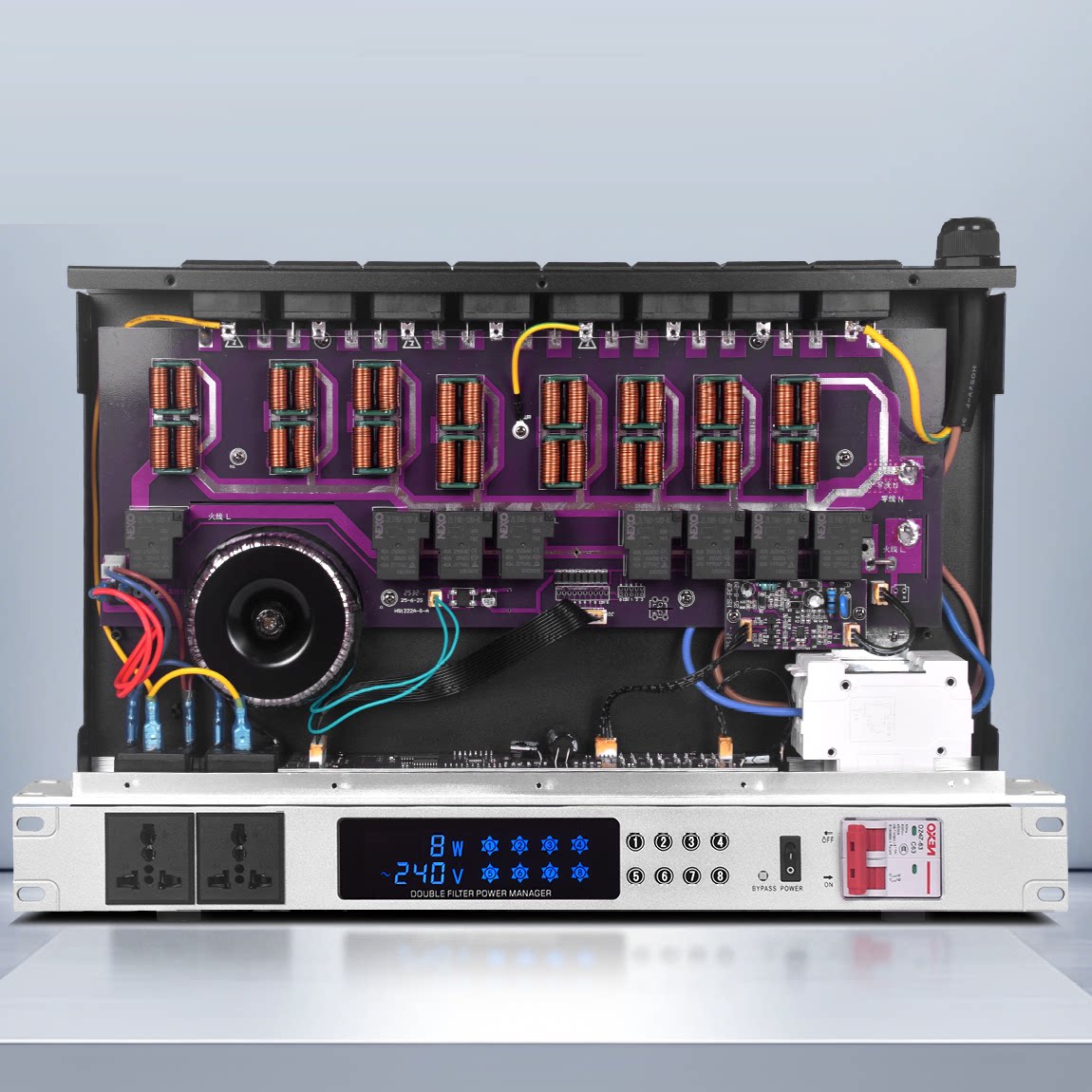 8+2专业滤波电源时序器家用KTV演出会议机柜电源插座管理器控制器