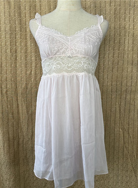 衣恋旗下EBLIN 专柜正品粉红蕾丝轻薄家居睡衣睡裙 ECFL835031