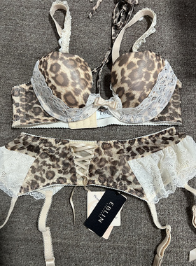 衣恋旗下EBLIN棕色S52小豹纹性感别致独特女士文胸系列ECBR637011