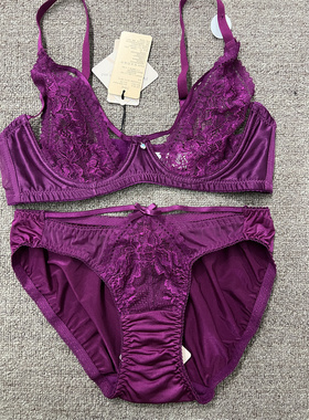 衣恋旗下EBLIN紫色S37超薄性感透气夏季女士文胸套装ECBR849043