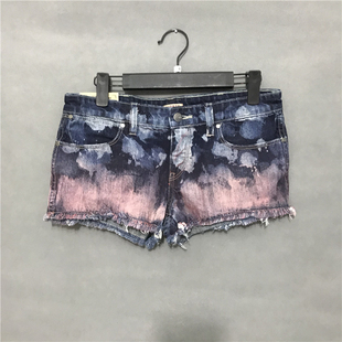 Wrangler/威格WR1时尚泼漆个性潮流性感女士牛仔C短裤