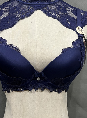 衣恋旗下EBLIN 魅蓝色蕾丝美肩刺绣聚拢上托女性文胸ECBR835S11