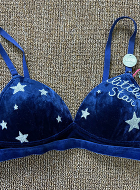 衣恋旗下body pops 魅蓝色 绒面  舒适无钢圈女士文胸BCBR84TB11