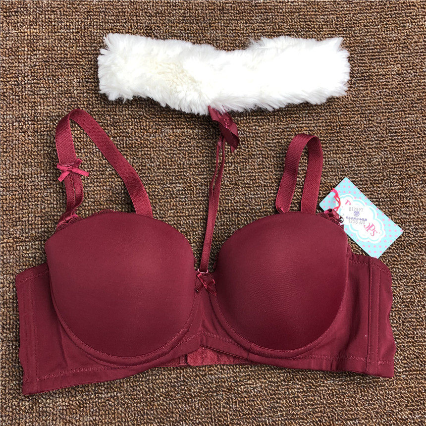 衣恋旗下body pops 性感气质酒红色光面带脖套女士文胸BCBR84CA41