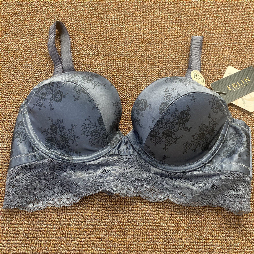 衣恋旗下EBLIN 深灰色缎面印花上托聚拢有钢圈女性文胸ECBR84T061,女士内衣/男士内衣/家居服,文胸,淘宝优惠券,粉丝福利购,淘宝优惠卷
