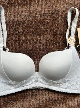 衣恋旗下EBLIN 精美浅蓝色蕾丝刺绣上托聚拢女性文胸ECBR835111