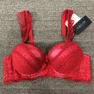 衣恋旗下EBLIN红色E03波点蕾丝可爱本命年女士文胸ECBR689041