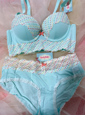 衣恋bodypobs水蓝色可爱波点聚拢上托舒适女士文胸套装BCBR636A21