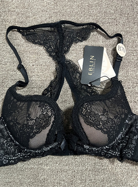 衣恋旗下EBLIN黑色X73美背薄款U杯性感别致女士文胸ECBR8350A2